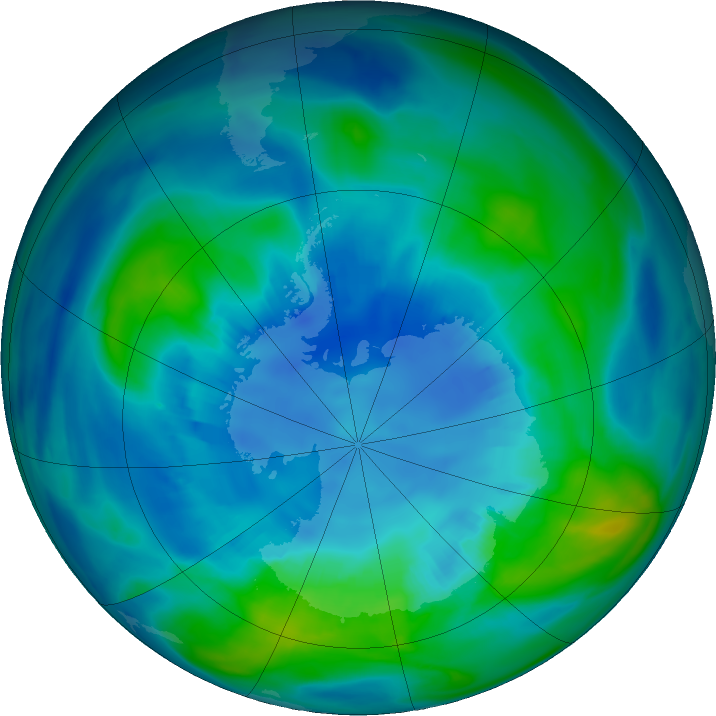 Antarctic ozone map for 17 April 2018
